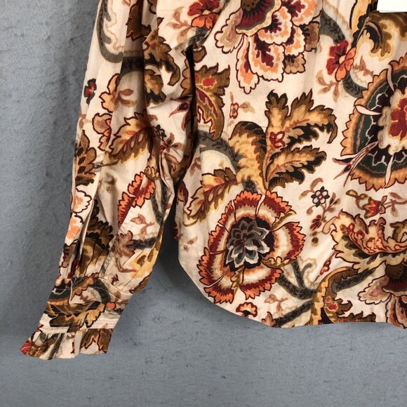 Love of the Label Anthropologie Top L  Orange Tan Fiona Floral Boho Feminine NEW - Picture 12 of 16